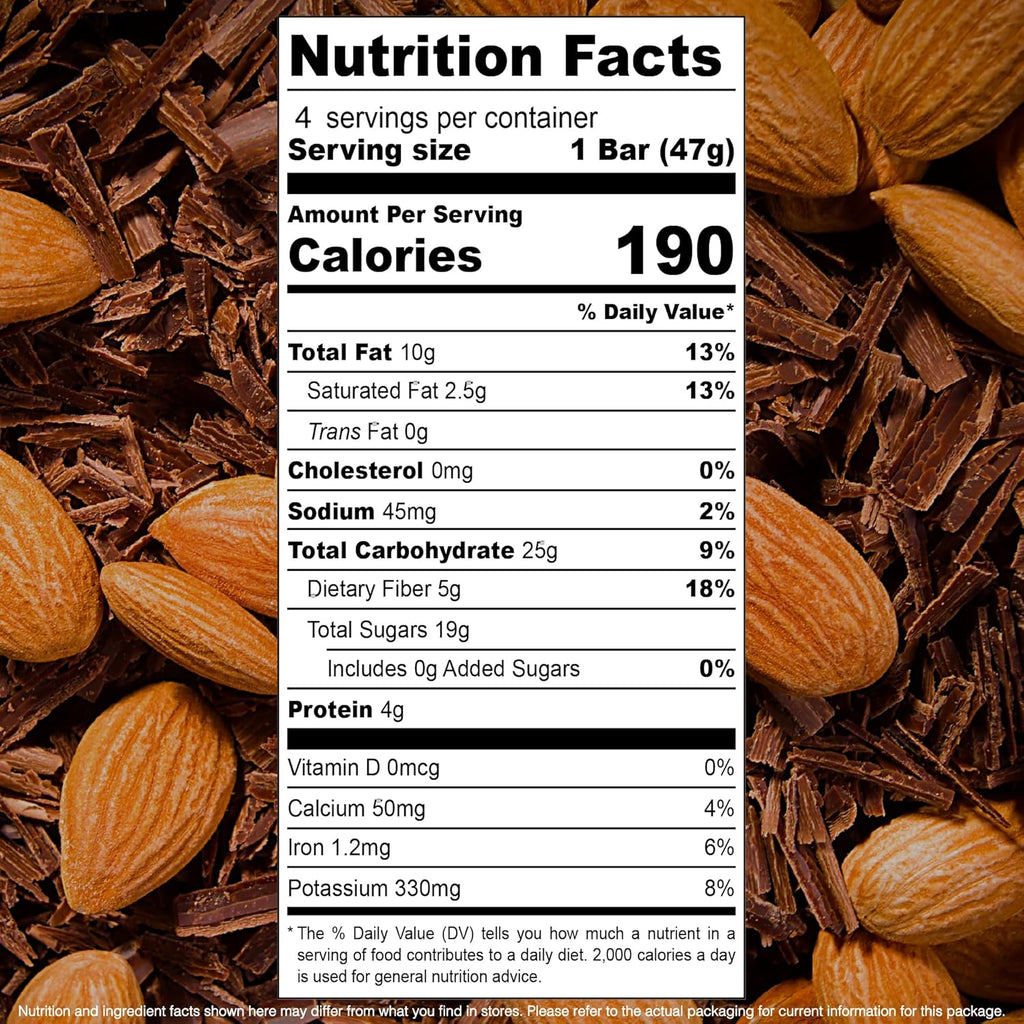jonesbar (Dark Chocolate Almond, 4 Count (Pack of 1)), USDA Organic Fruit & Nut Bar, Non-GMO, Kosher, Vegan, Gluten Free, Simple Snack Bar