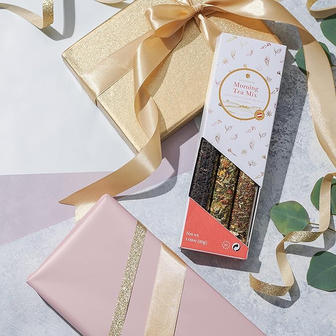 Gourmanity Morning Loose Tea Sampler Gift Set, 3 Flavors to Start your Day the Right Way with Herbal Blend Tea to Balance and Soothe all the Senses, Product of Austria, 1.02oz