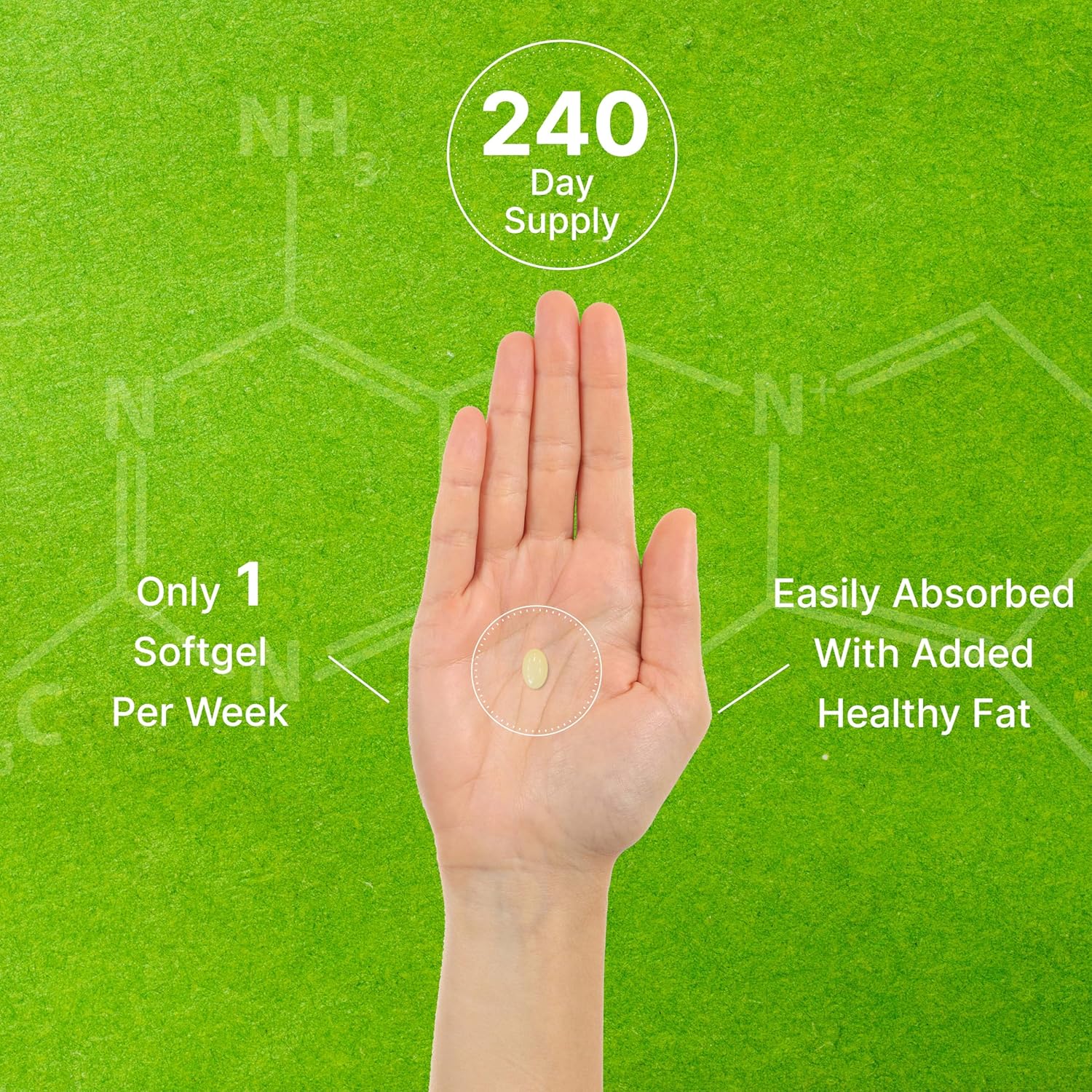 DEAL SUPPLEMENT Vitamin D3 50,000 IU + K2 MK7 200mcg Softgels, 240 Count | 2-in-1 Complex with Virgin Coconut Oil | Supports Heart, Bone, Teeth & Immune Health | Easy to Swallow