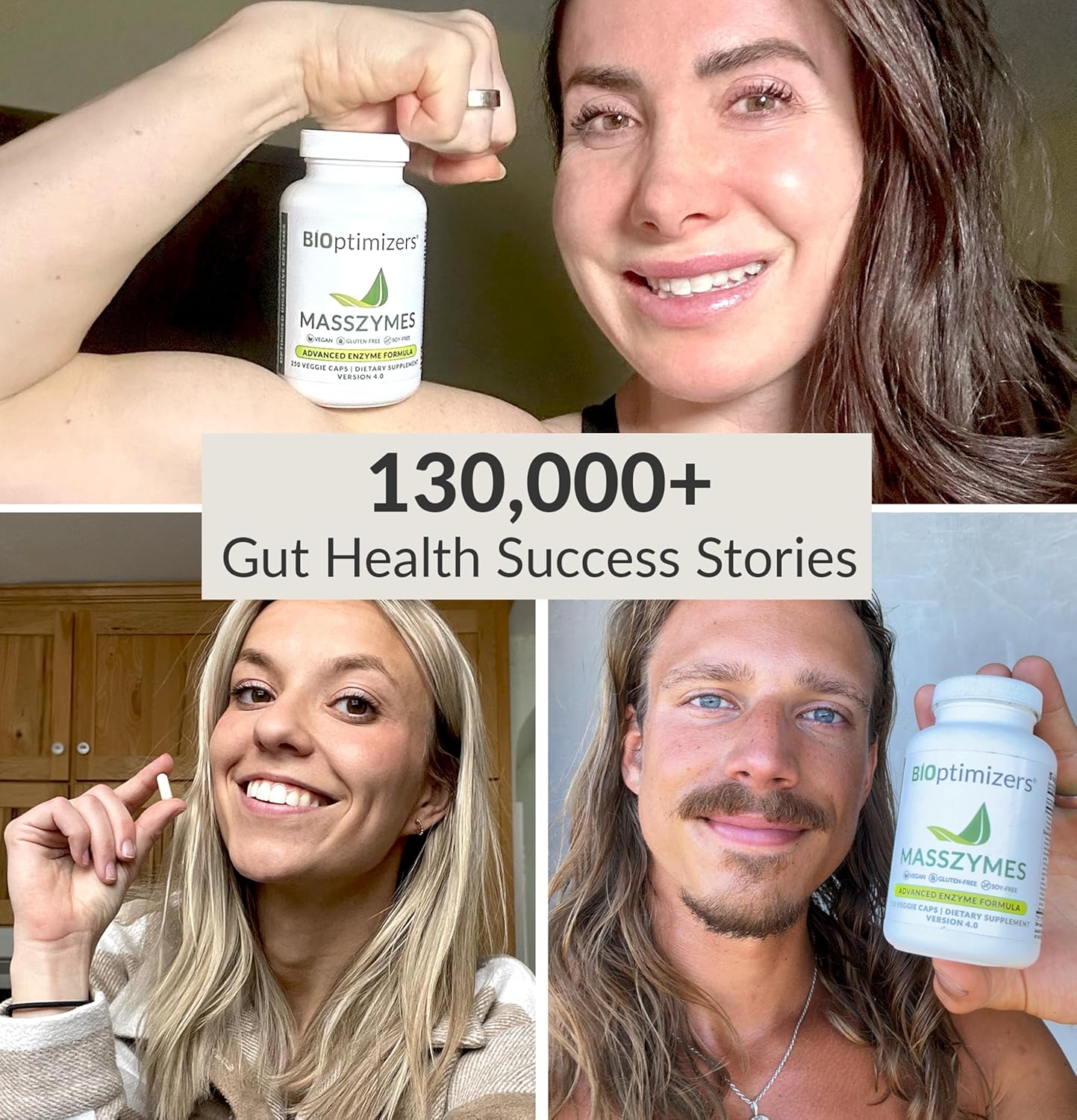 BIOptimizers MassZymes - Complete Digestive Enzymes Supplement for Gut Health - Bloating Relief for Men and Women - Lipase Amylase Bromelain Digestive Enzymes (120 Capsules)