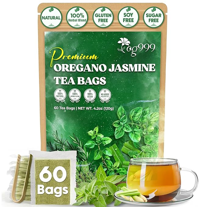 TOG999, Premium Oregano Herbal Tea with Jasmine-Like Notes – 60 Tea Bags | Blend of Oregano, Thyme & Lemongrass | Caffeine-Free, Natural Flavor, Premium Quality Herbal Infusion