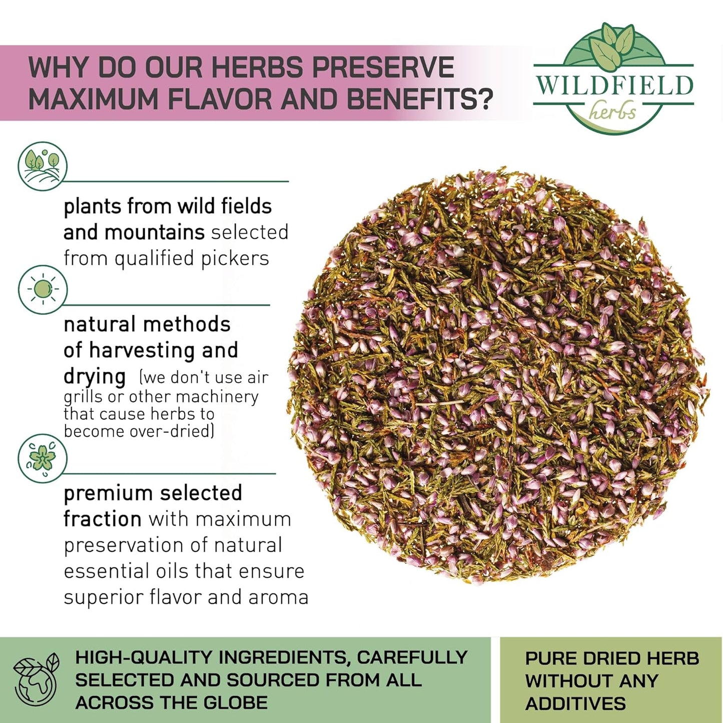 4 oz. Dried Heather Flowers And Leaves Herbal Tea (Calluna vulgaris) - 113g Brecina flores y hojas