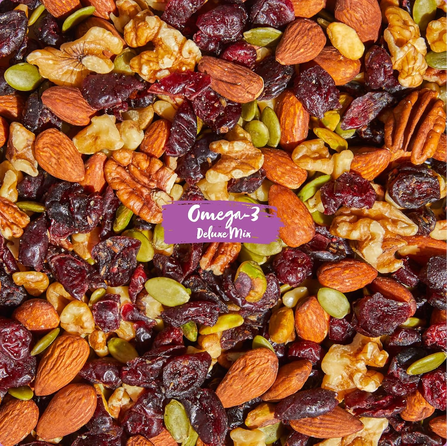 Nature's Garden Omega 3 Deluxe Mix - Trail Mix Nuts, Heart Healthy, Gluten Free, Cholesterol Free, Sodium Free, No Artificial Ingredients - 1.2 oz Bags (15 Individual Servings)