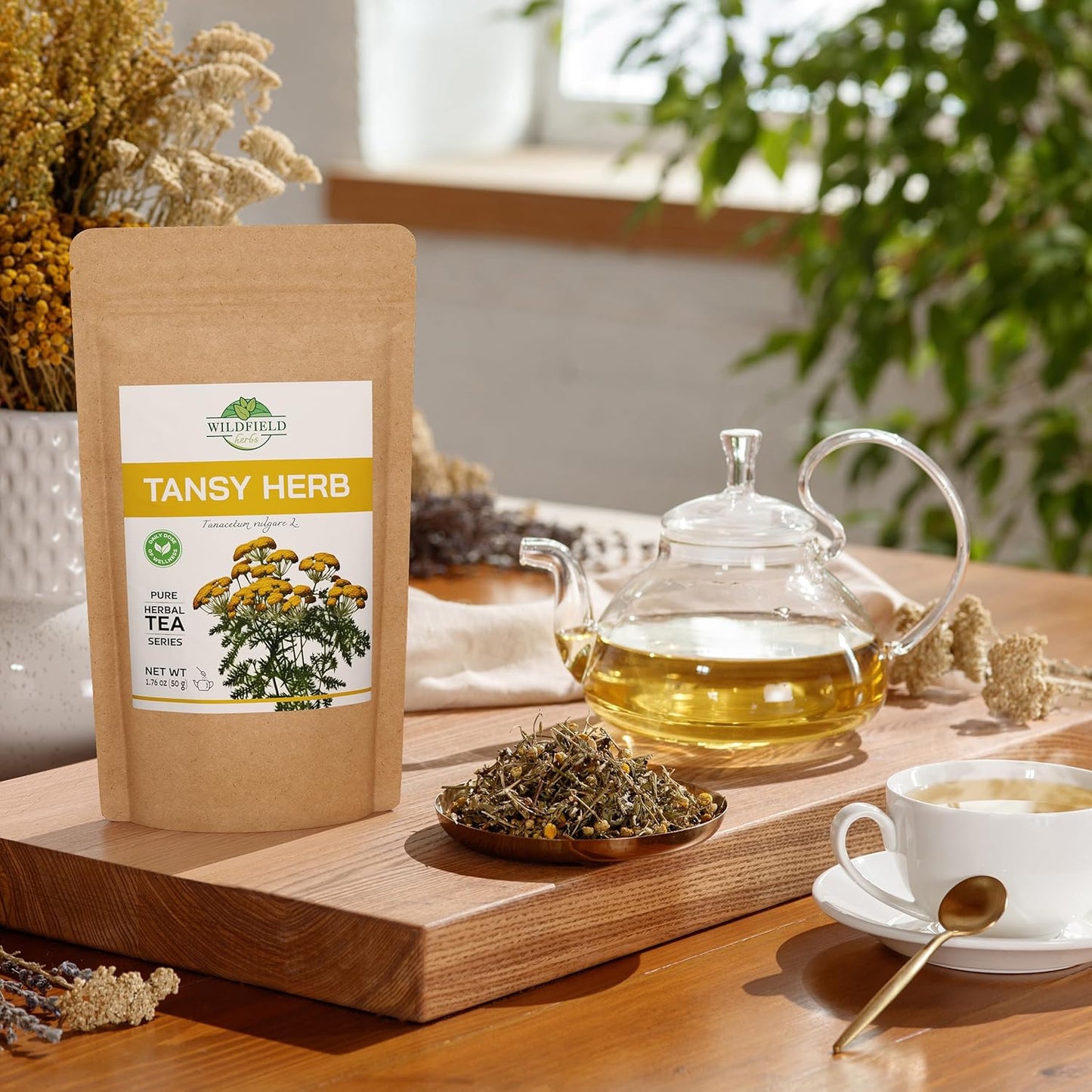 1.8 oz. Pishma Tea Tansy Flowers Herbal Tea (Tanacetum Vulgare L.) - 50g Dried Cut Tansy Flowers Herb