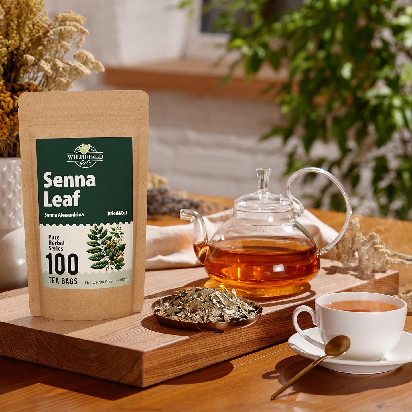 100 Bags Senna Leaf Senna Leaves Tea Herbal Tea (Senna Alexandrina) - 100 Count 1.5g Bags Hoja De Sen Hojas De Sen Para Te