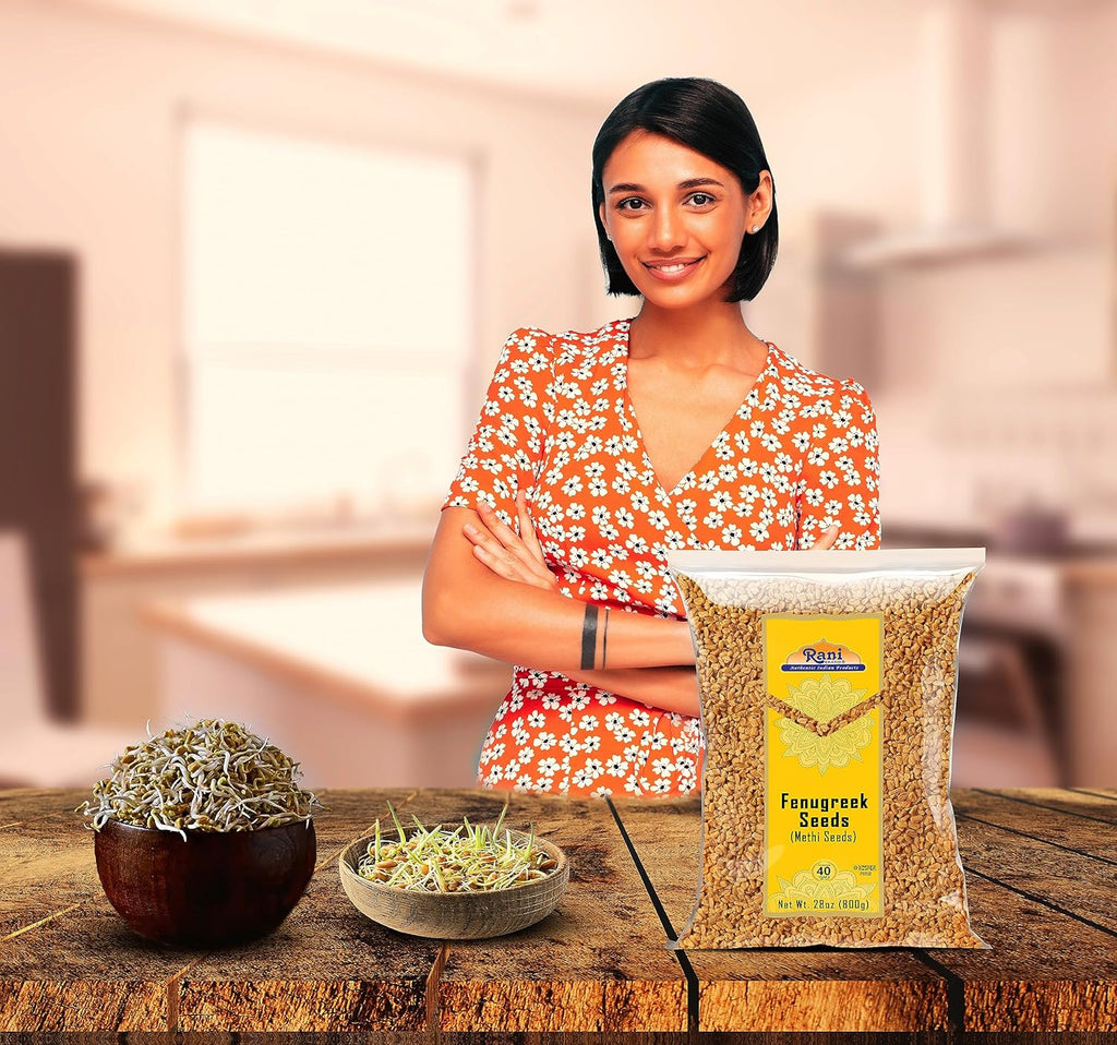 Rani Fenugreek (Methi) Seeds Whole 14oz (400g) Trigonella foenum graecum ~ All Natural | Vegan | Gluten Friendly | Non-GMO | Kosher | Indian Origin, used in cooking & Ayurvedic spice