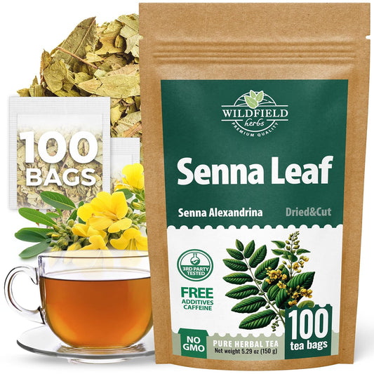 100 Bags Senna Leaf Senna Leaves Tea Herbal Tea (Senna Alexandrina) - 100 Count 1.5g Bags Hoja De Sen Hojas De Sen Para Te