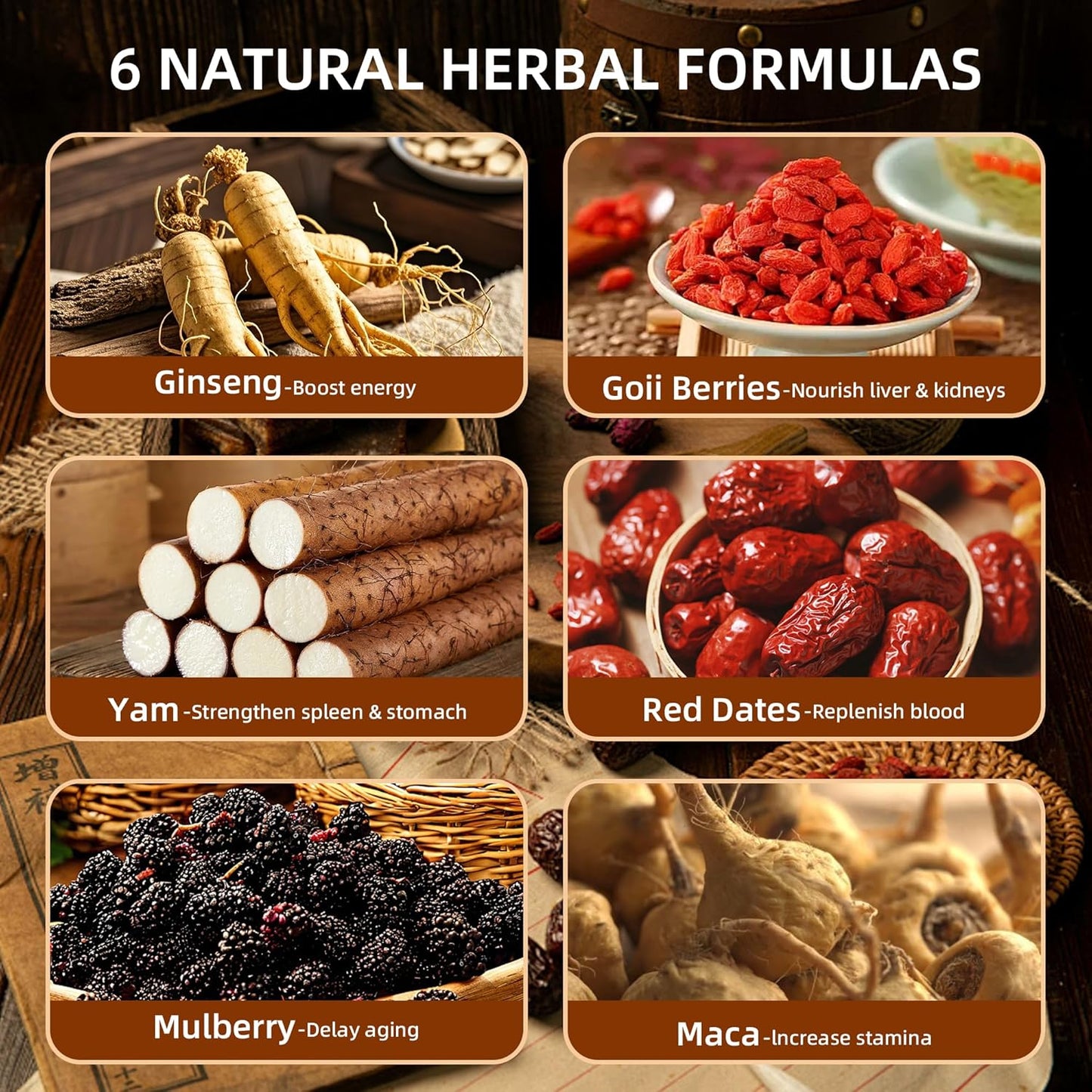 SIRDIKA Ginseng Five Treasures Kidney Tea, Zhu Gen Wu Bao Cha, Wubao - Chinese Herbal Men's Tea (10 Bags/1 Box)