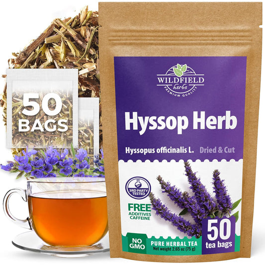 50 Bags Hyssop Dried Herb Hyssop Tea Herbal (Hyssópus Officinális) - 50 Count 1.5 g Tea Bag Herb Hyssops Hissop Hysopp Hisopo