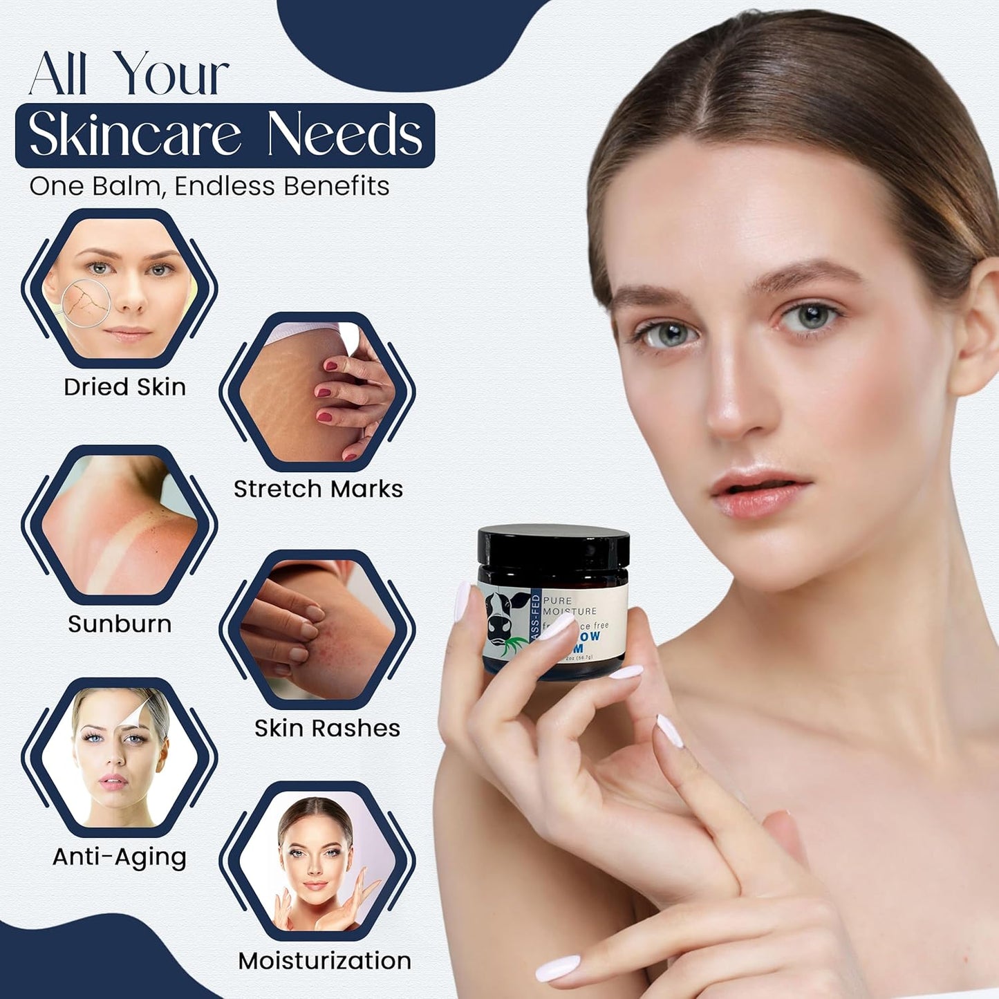 Beef Tallow for Skin - Handmade Organic Grass Fed Beef Tallow Face Moisturizer - Lavender Scented Beef Tallow Balm with Deep Hydration, Soothing Relief, Skin Repair is Great Gift Idea for Women