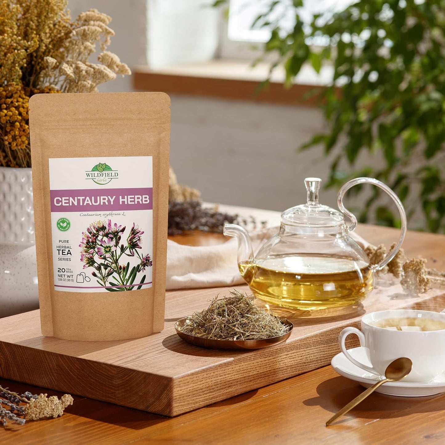 20 Bags Dried Centaury Herb Tea (Centaurii Herba) - 20 Count Centaurium Erythraea Herbal Tea