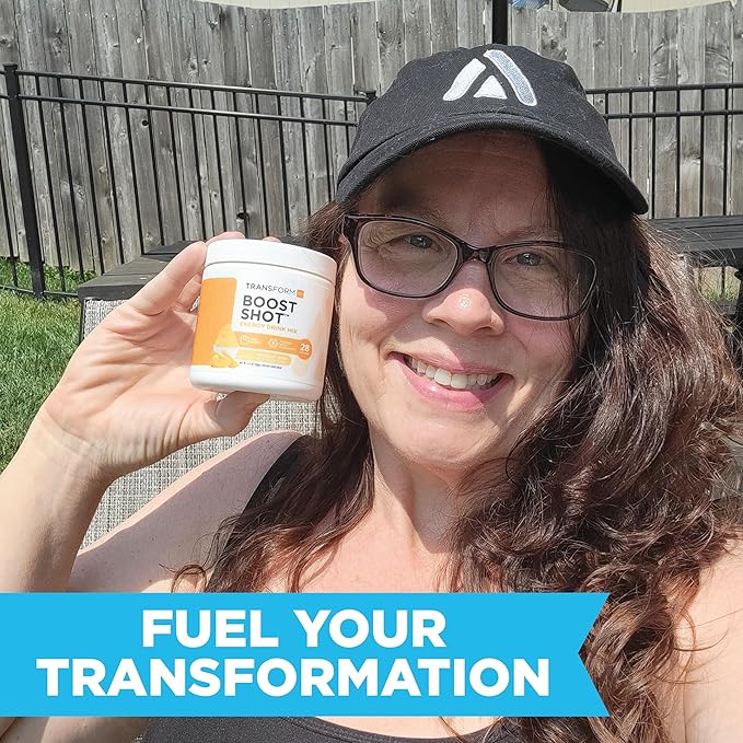 TransformHQ Energy & Focus Powder (Fruit Punch) - Boost Shot Clean Energy Drink Mix - Sugar Free - Non-GMO, Gluten-Free - 28 Servings