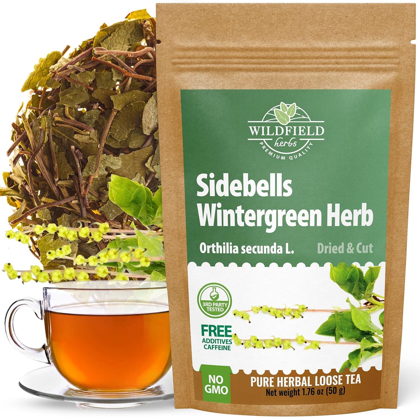 1.8 oz. Dried Cut Sidebells Wintergreen Herb Tea (Orthilia Secunda) - 50 g One-Sided Wintergreen Herbal Tea Orthilia (Peralito)