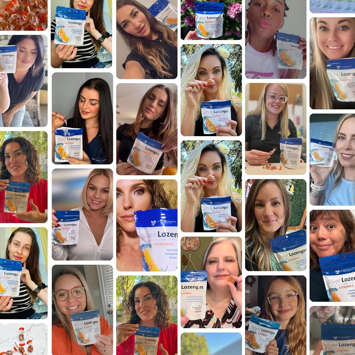 Silver Lozenges with Vitamin C - Premium Nano Silver 60 PPM Colloidal Silver, Organic Honey and Vitamin C Mineral Supplement Drops to Support Immune System, Soothe Cough & Throat - Pack of 4