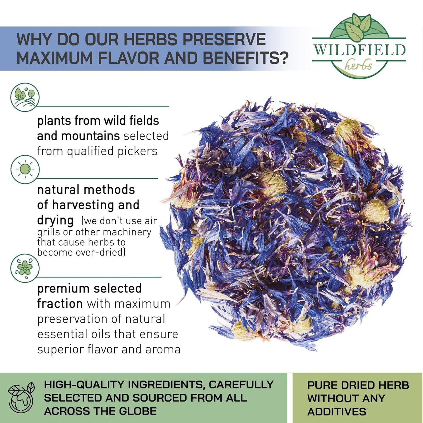 2 oz. Dried Blue Cornflower Flower Petals (Centaurea Cyanus) - 56g Blue Corn Flower Herb Tea Petals Bulk Herbal Tea