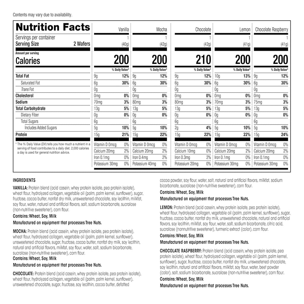 WonderSlim Protein Wafer Snack Bar, Variety Pack, 15g Protein, 5 Flavors, 0mg Cholesterol (5ct) (Pack of 2)