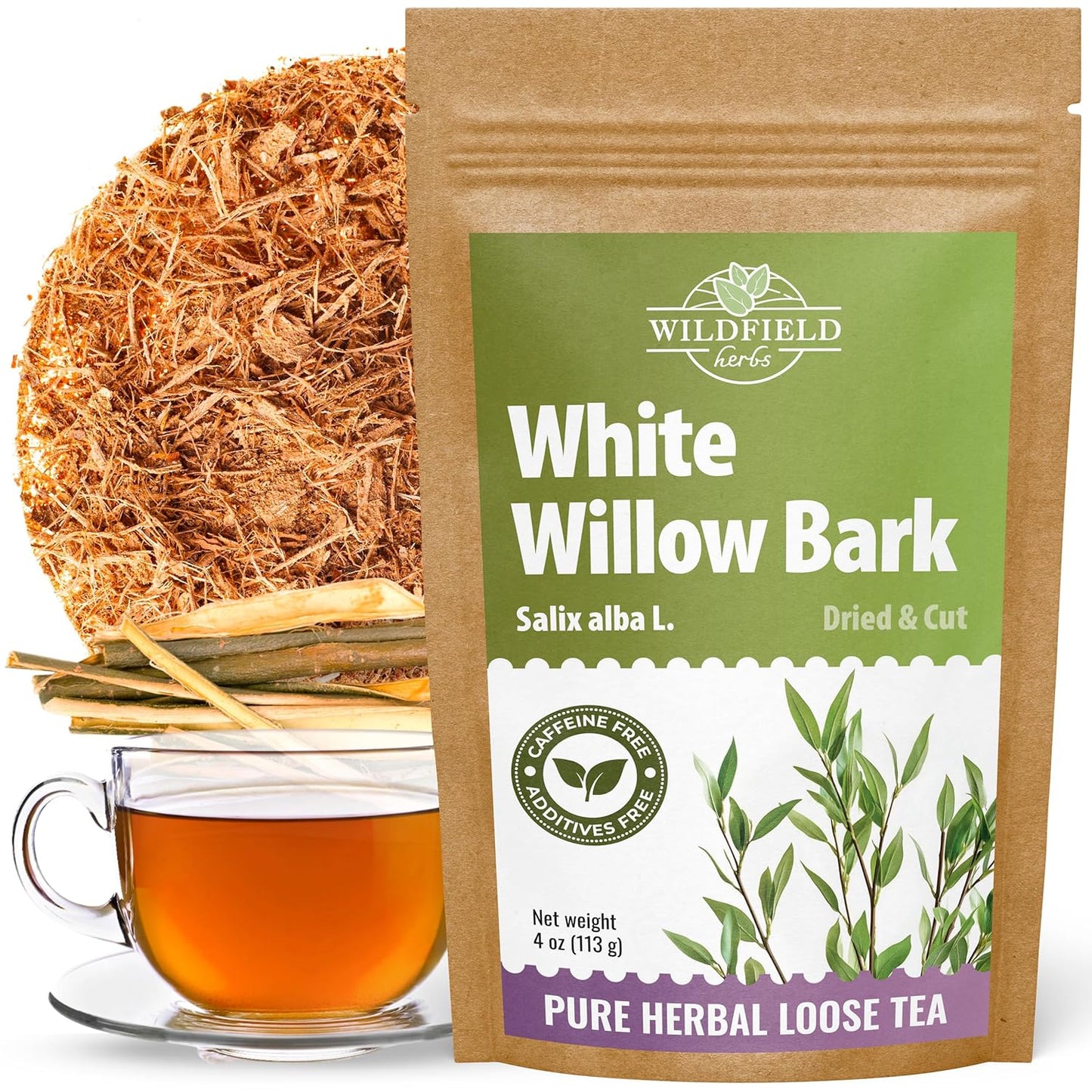 4 oz. White Willow Bark Tea Herbal (Salix Alba) - 113g White Willow Bark Herb Tea Corteza De Sauce