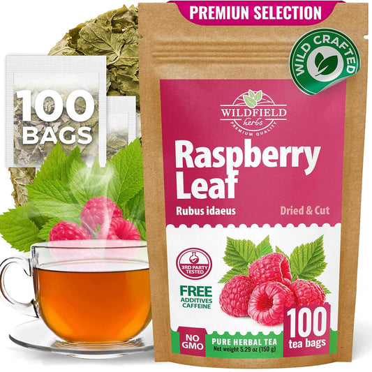 100 Bags Raspberry Leaf Tea Rasberry Leaf Herbs (Rubus Idaeus Folium) - 100 Count 1.5g Bags Rasberry Leave Tea Hojas De Frambuesa