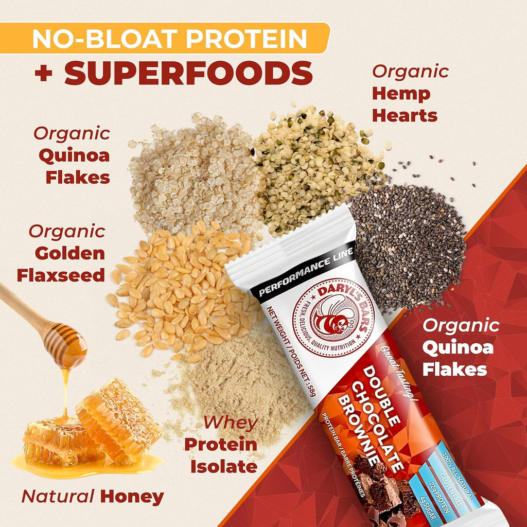 Daryl's Bars, Double Chocolate Brownie On the Go Whey Protein Bars, Gluten Free, Protein Snack, Meal Replacement, Pack of 2